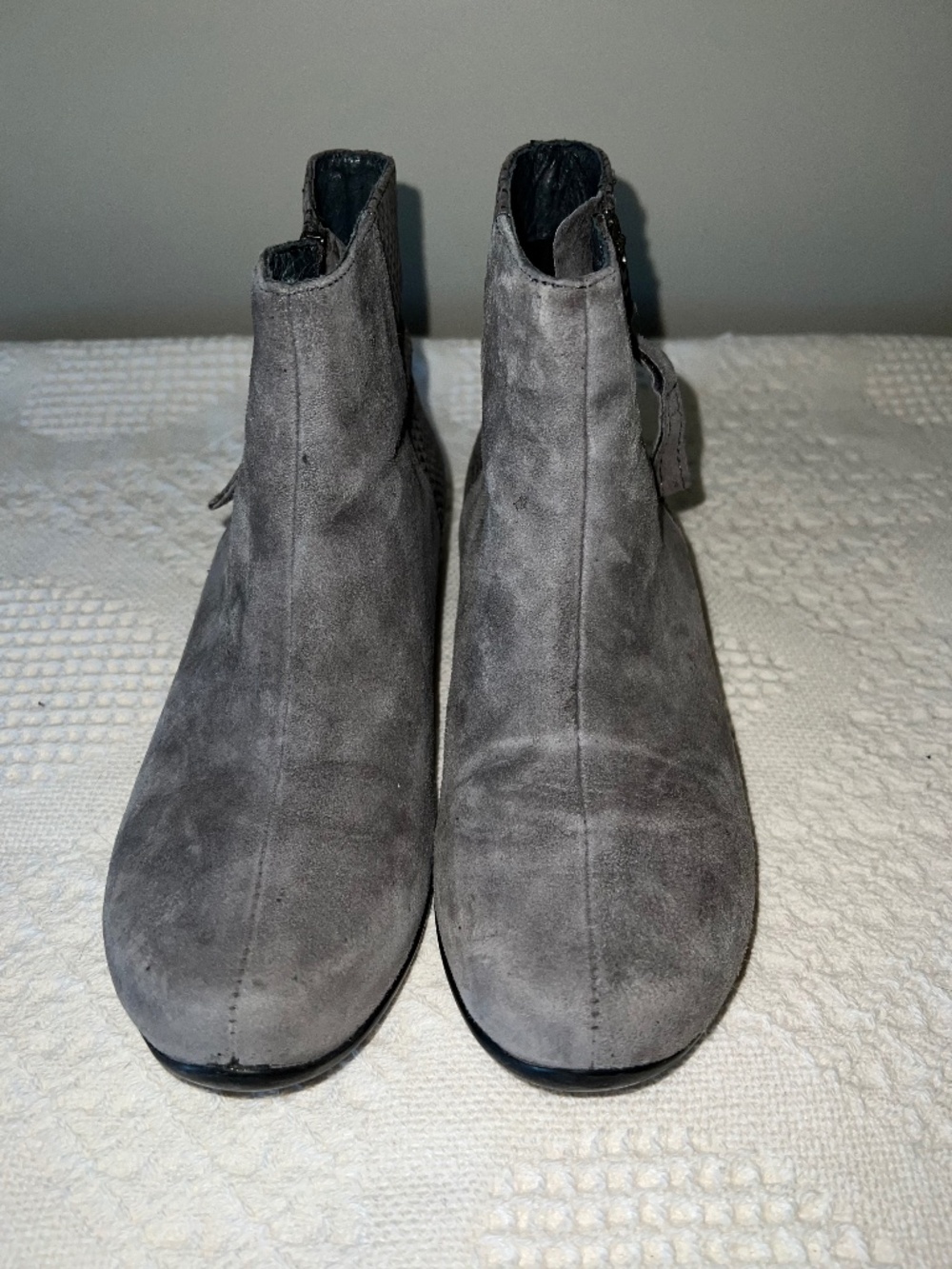 Dansko size 36 grey suede ankle booties with fun detail